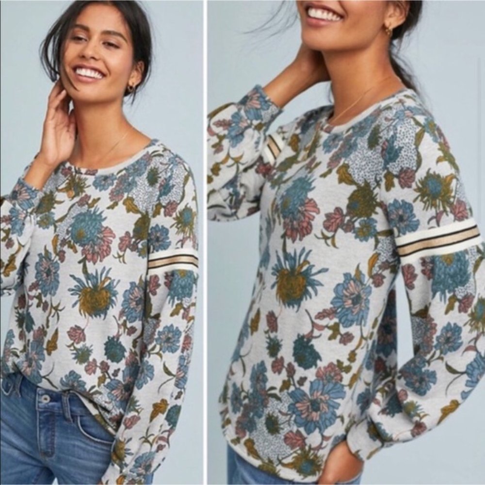 Anthropologie Dolan Floral Sweatshirt Pullover Top
